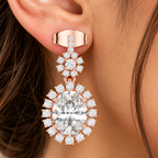Celestine Bloom Oval Lab-Grown Diamond Drop Earrings