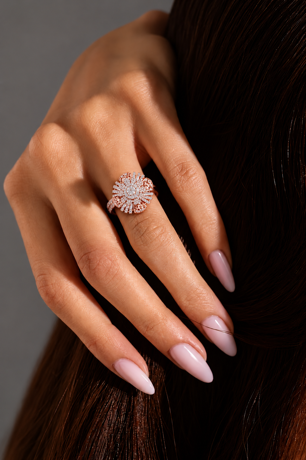 Floravelle Radiant Floral Lab Grown Diamond Statement Ring.
