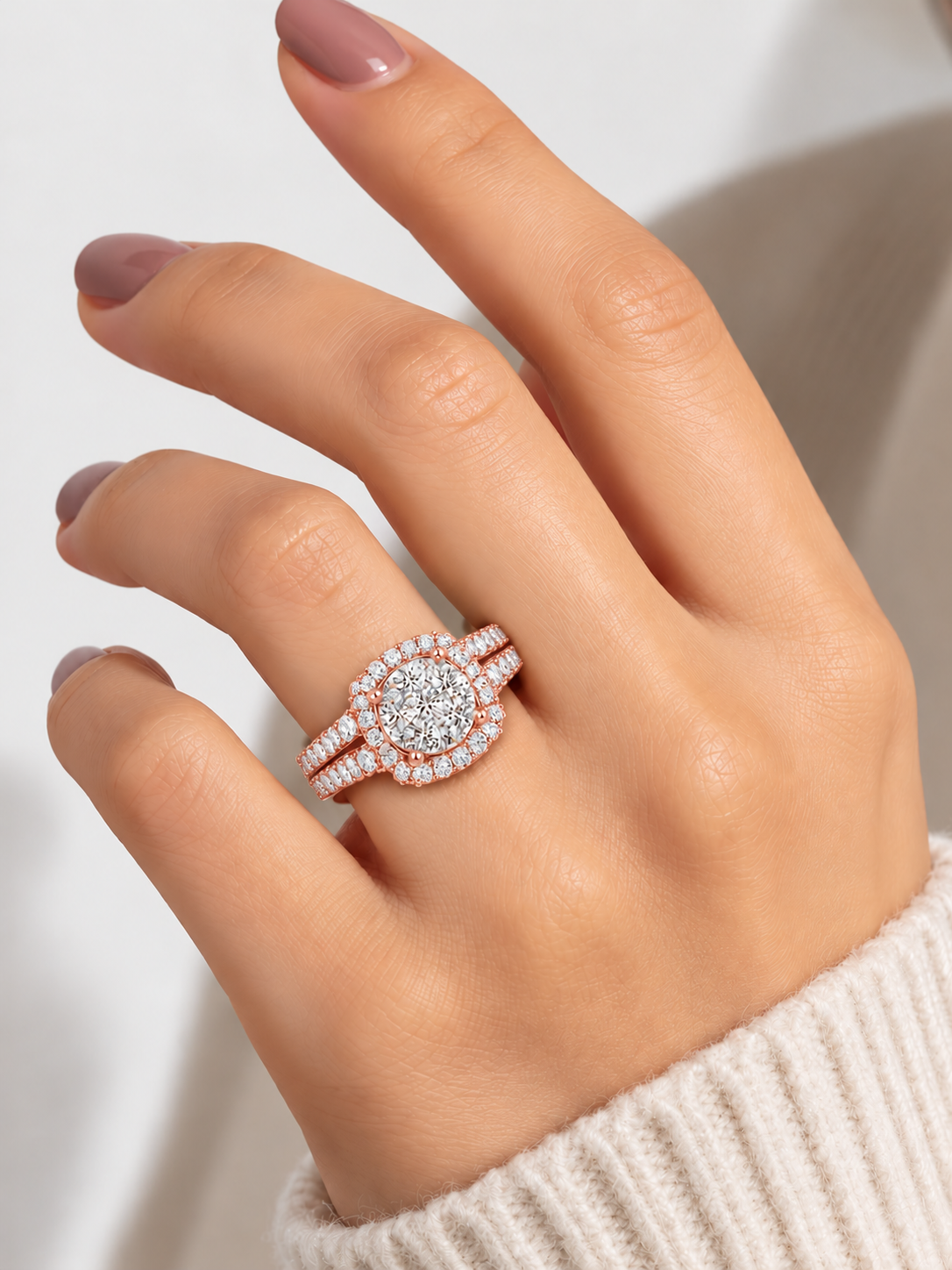Evelisse Royale Round Halo Lab Grown Diamond Ring.