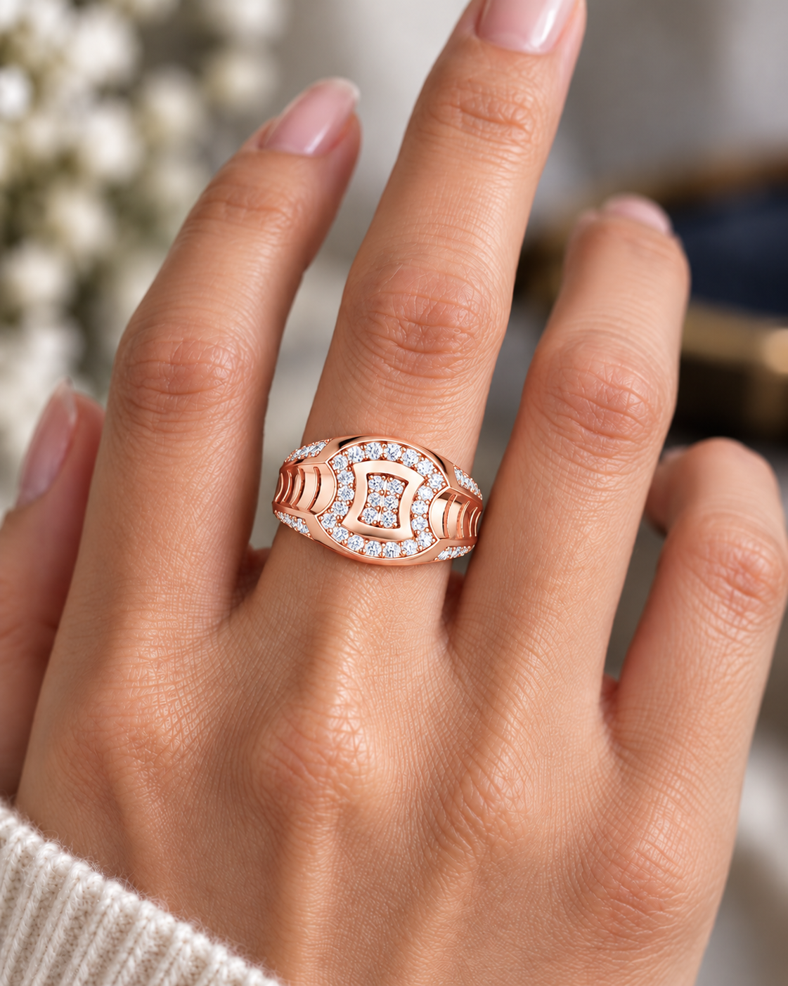 Celvaria Geometric Pavé Lab Grown Diamond Band Ring