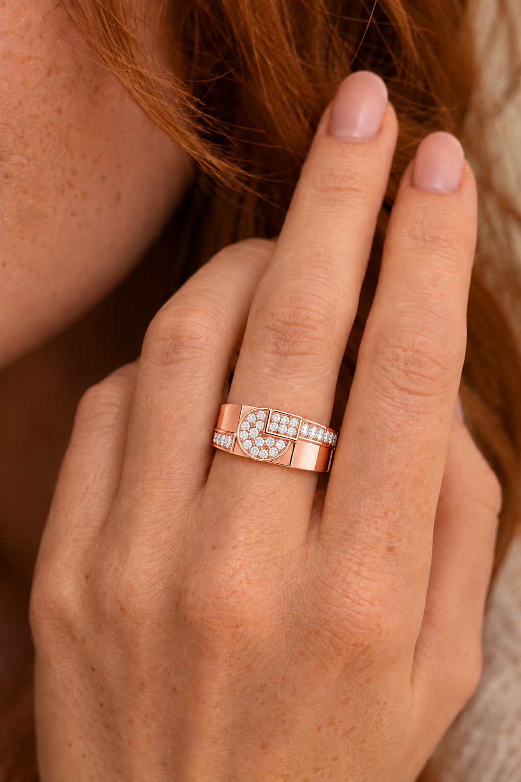 Cavellia Geometric Pavé Lab Grown Diamond Band Ring