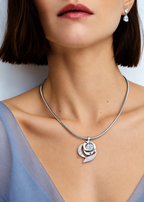 Seraphine Swirl Halo Lab Grown Diamond Pendant Necklace