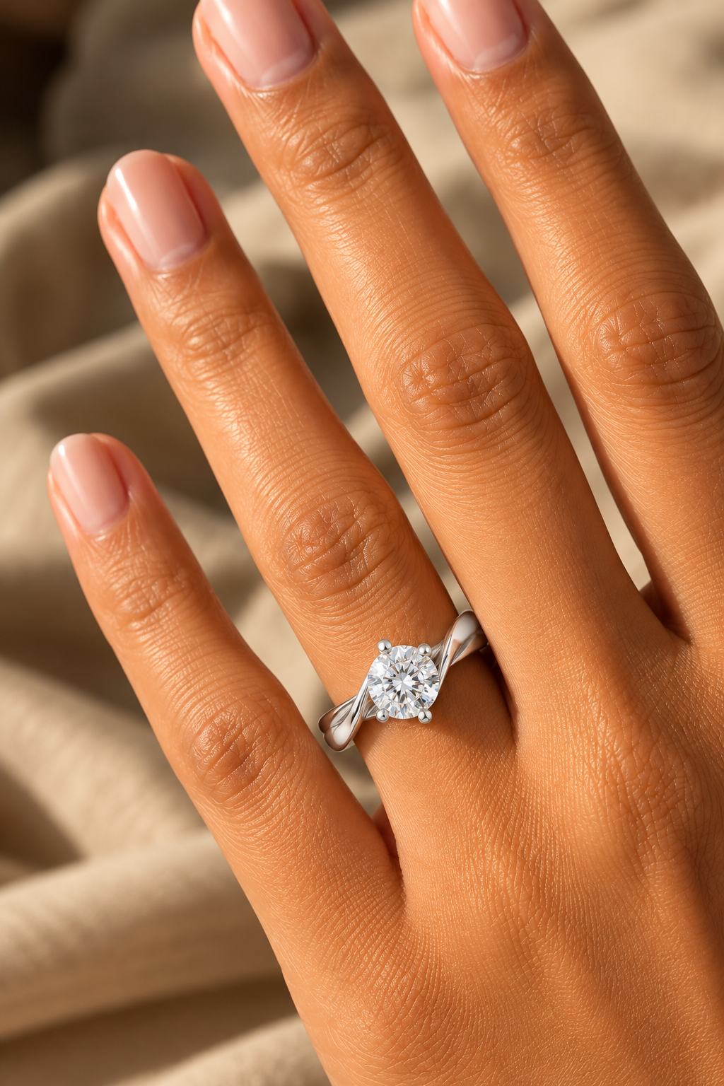 A Brilliant Round Diamond in a Fluid Bypass Setting