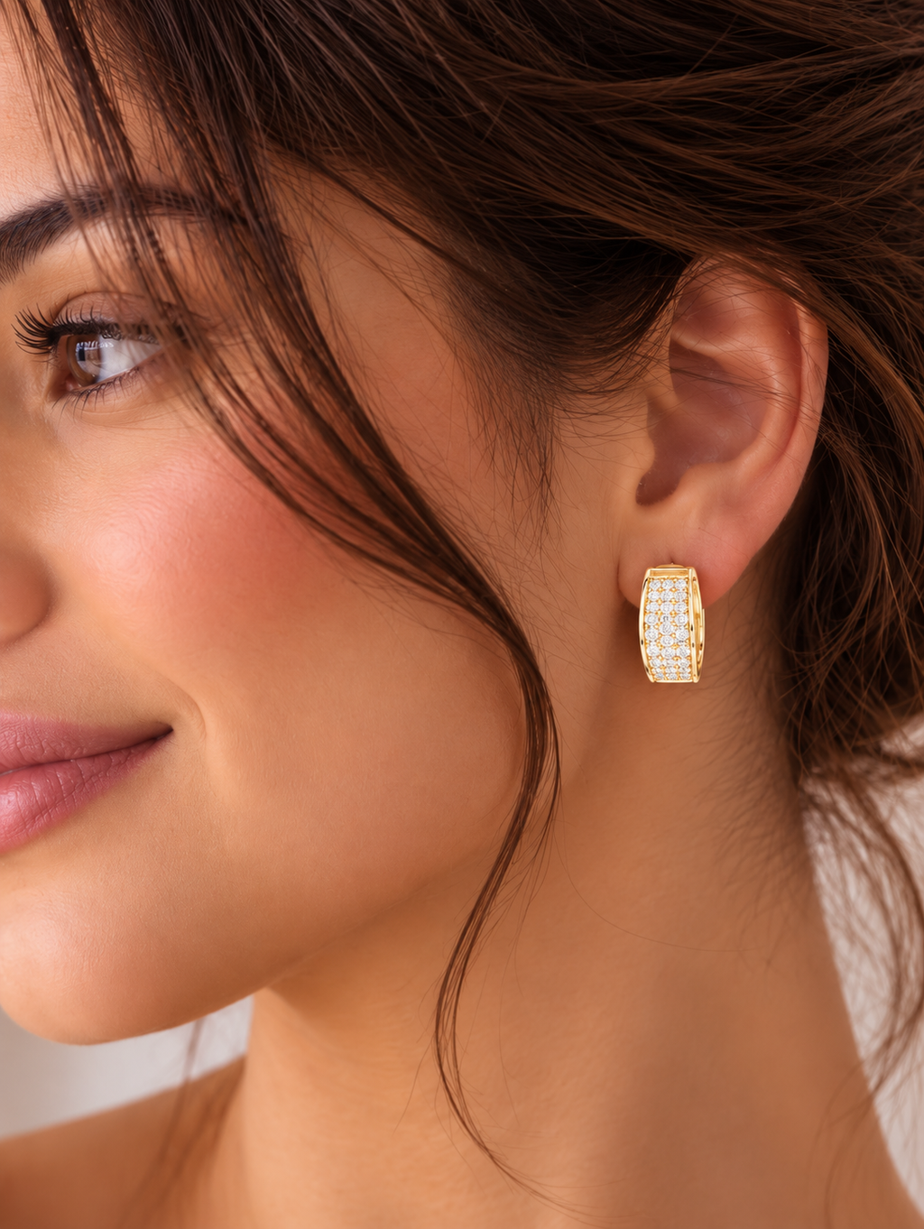 Valerisse Rectangular Pavé Lab Grown Diamond Hoop Earrings
