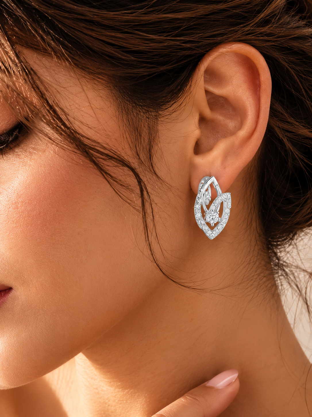 Elowena Interlocking Teardrop Lab Grown Diamond Drop Earrings