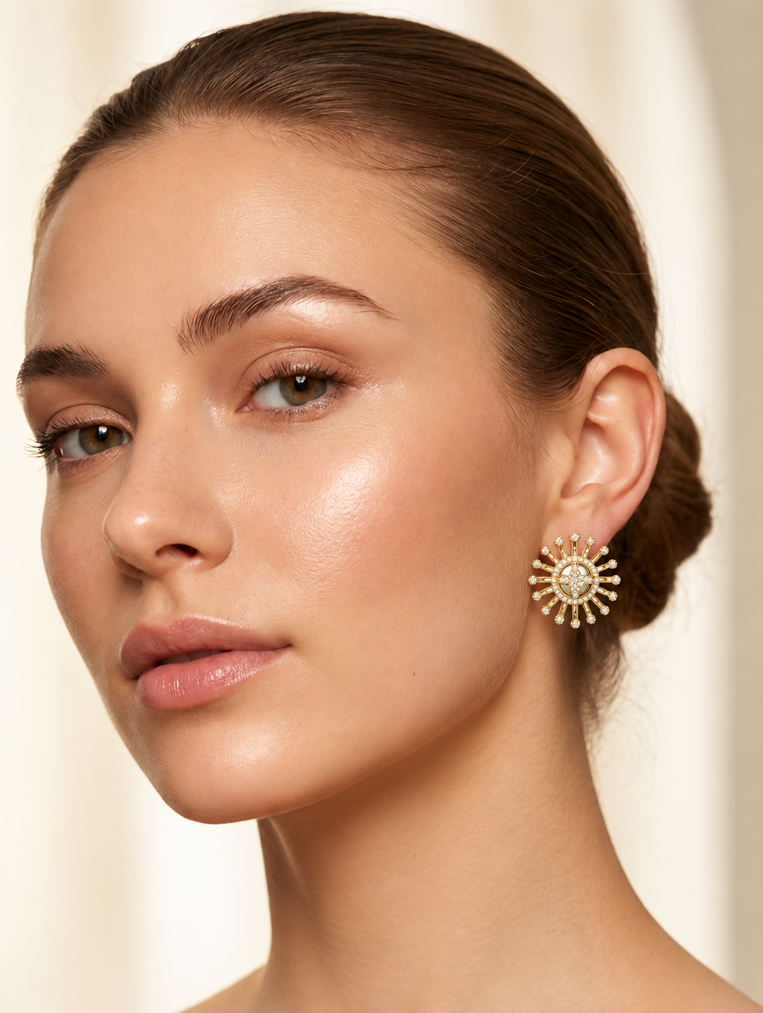 Dandelle Radiating Ball Tip Wire Flower Clover Cluster Lab Grown Diamond Earrings
