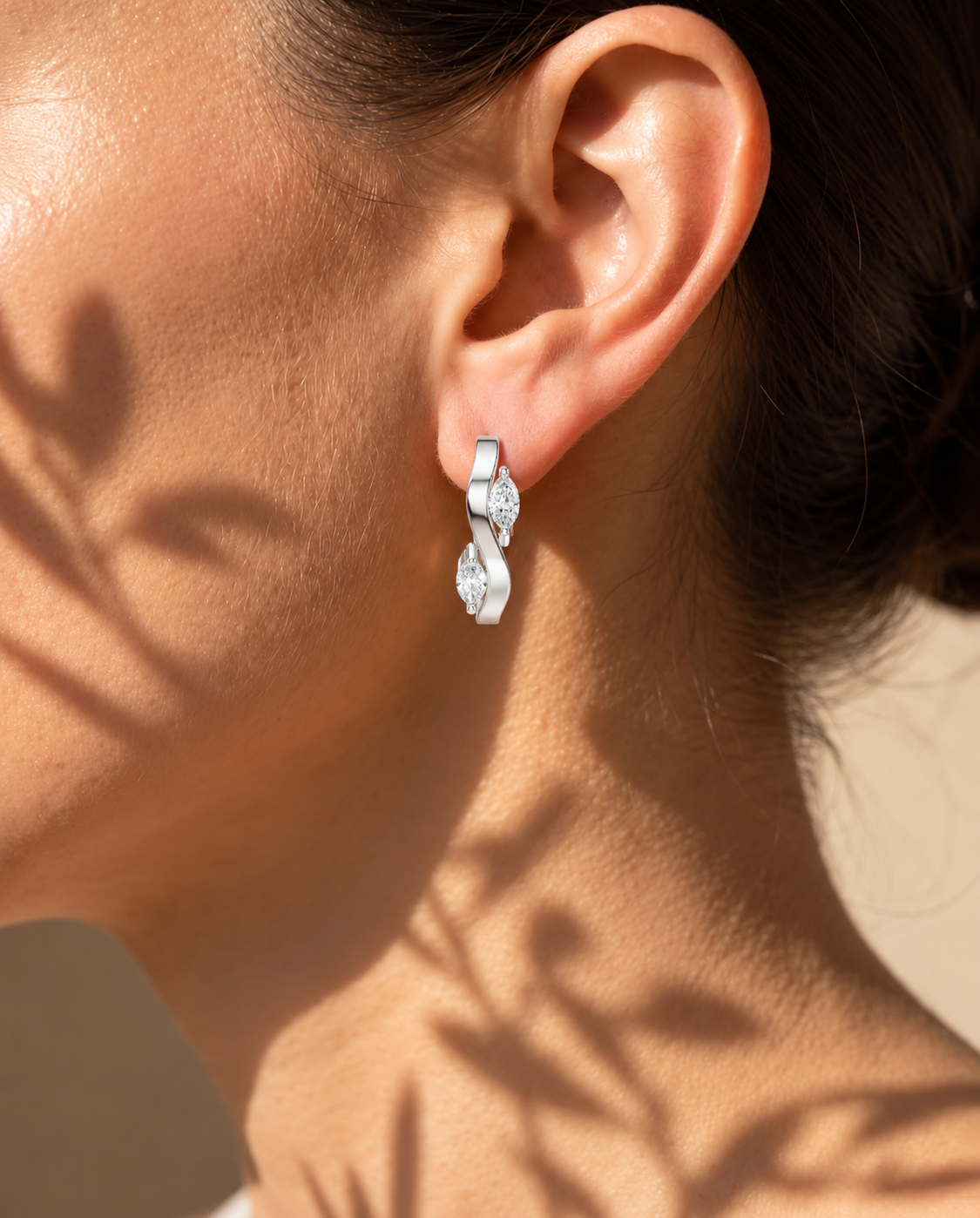 Virelia Sculpted Twist Lab Grown Diamond Drop Earrings