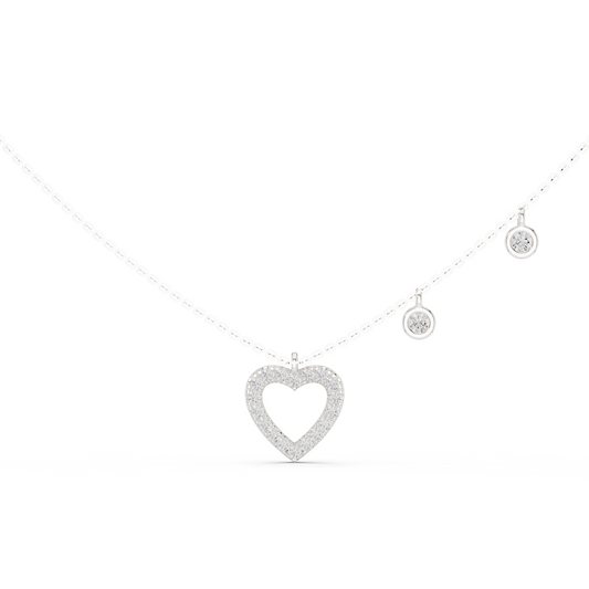 Stylish Diamond Heart Charm  Necklace.