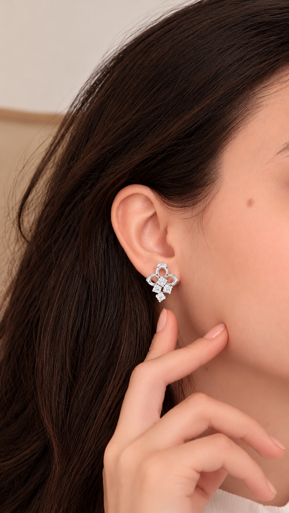 Fleurelle Open Petal Four Stone Cascade Lab Grown Diamond Earrings