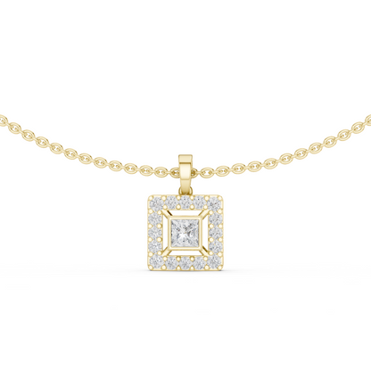 Luxury Square Diamond Halo Necklace for Women
