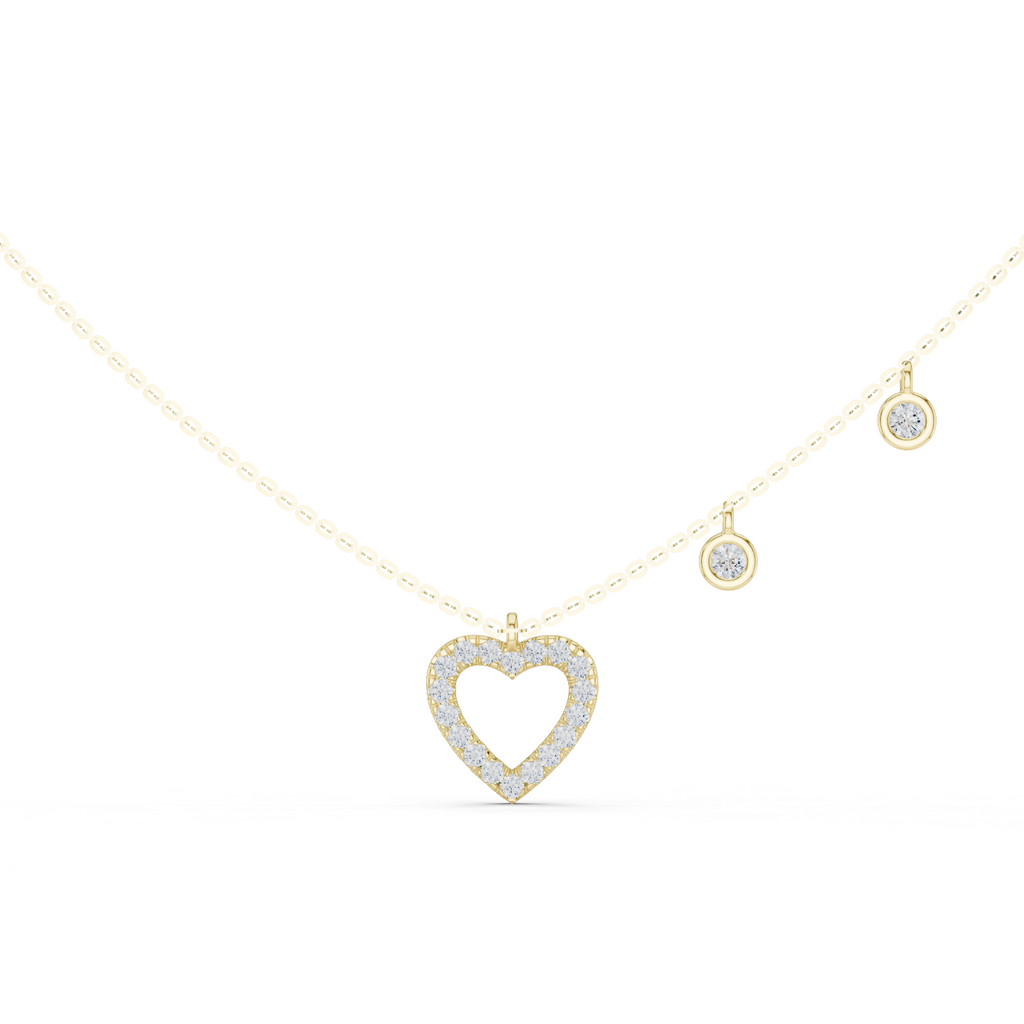 Stylish Diamond Heart Charm  Necklace.