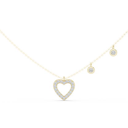 Stylish Diamond Heart Charm  Necklace.