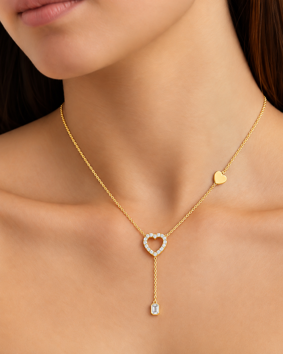 Amorina Heart Lariat Lab Grown Diamond Necklace