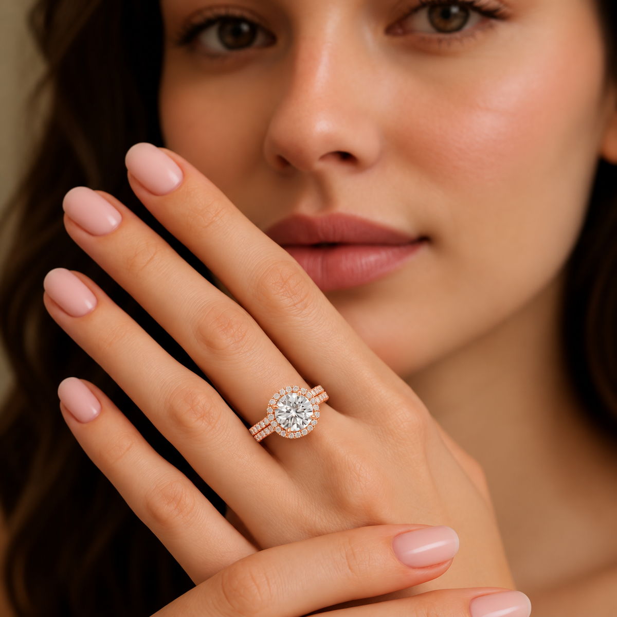 Carmelina Round Halo Lab Grown Diamond Engagement Ring