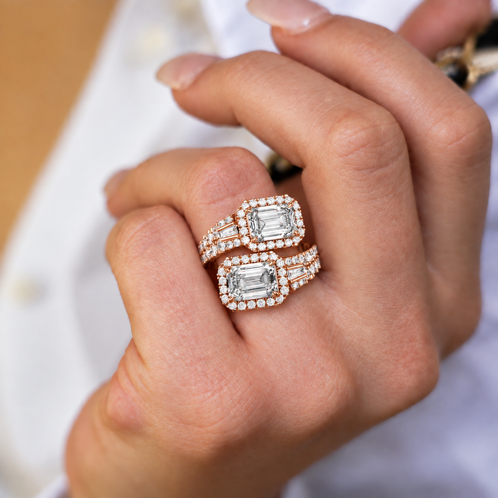 Emerald-Cut Lab Grown Diamond Halo Ring