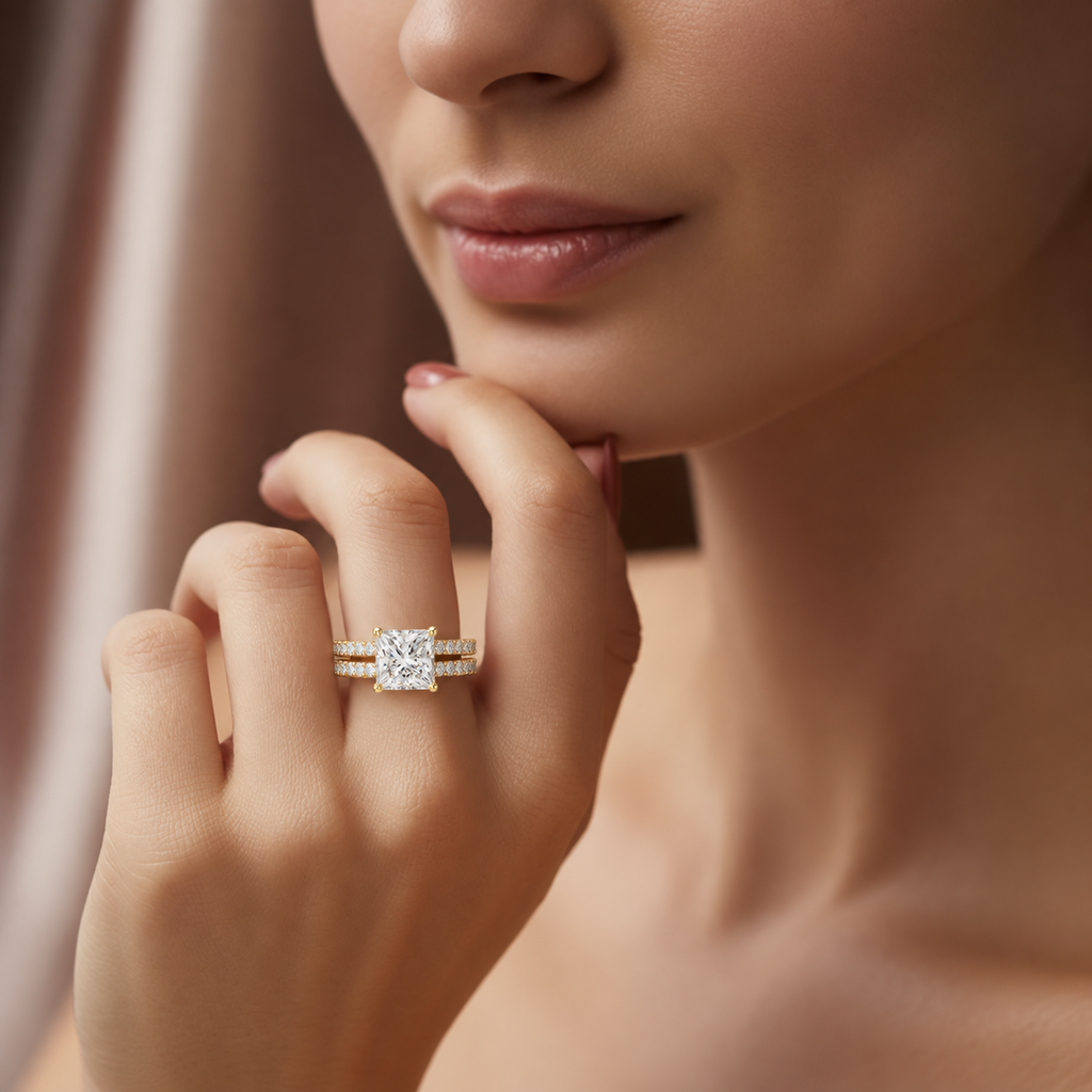 Princess-Cut Lab Grown Diamond Halo Bridal Ring