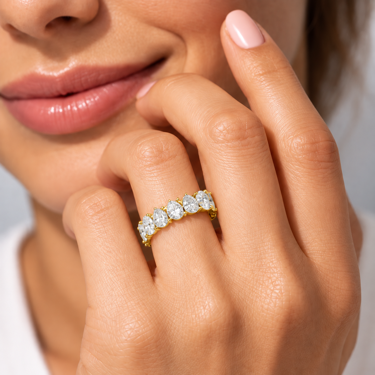 Celestine Pear Cut Lab Grown Diamond Eternity Band