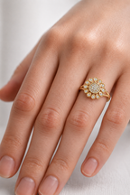 Luxury Diamond Floral Medallion Ring for Women, Elegant Statement Jewelry Gift