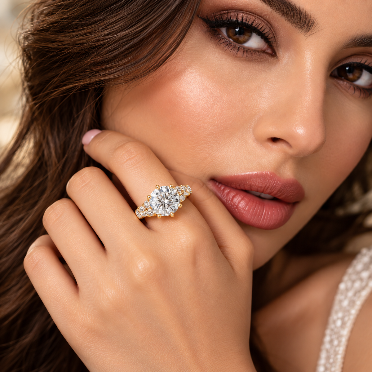 Brilliant Crest Round Lab Grown Diamond Three-Stone Ring