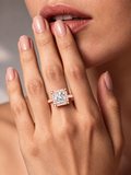 Prinzessschliff mit Brillant-Halo und funkelnder Ringschiene