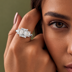 Grand Baguette Lab Grown Diamond Three-Stone Ring.