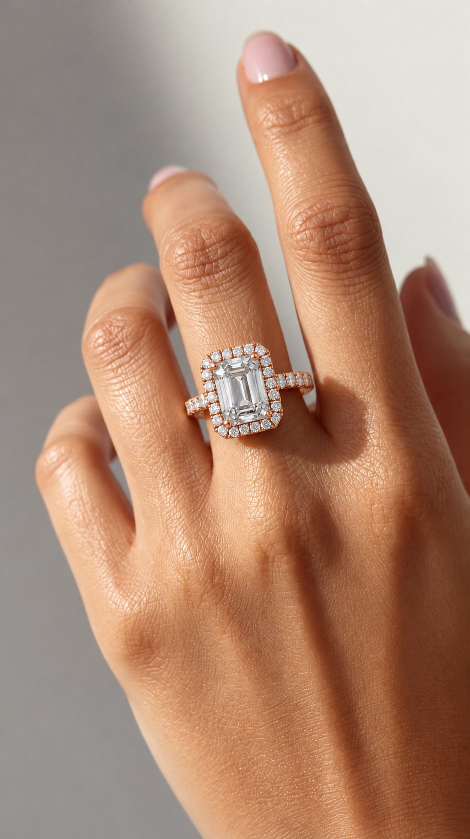 Aurelia Emerald-Cut Halo Lab Grown Diamond Ring