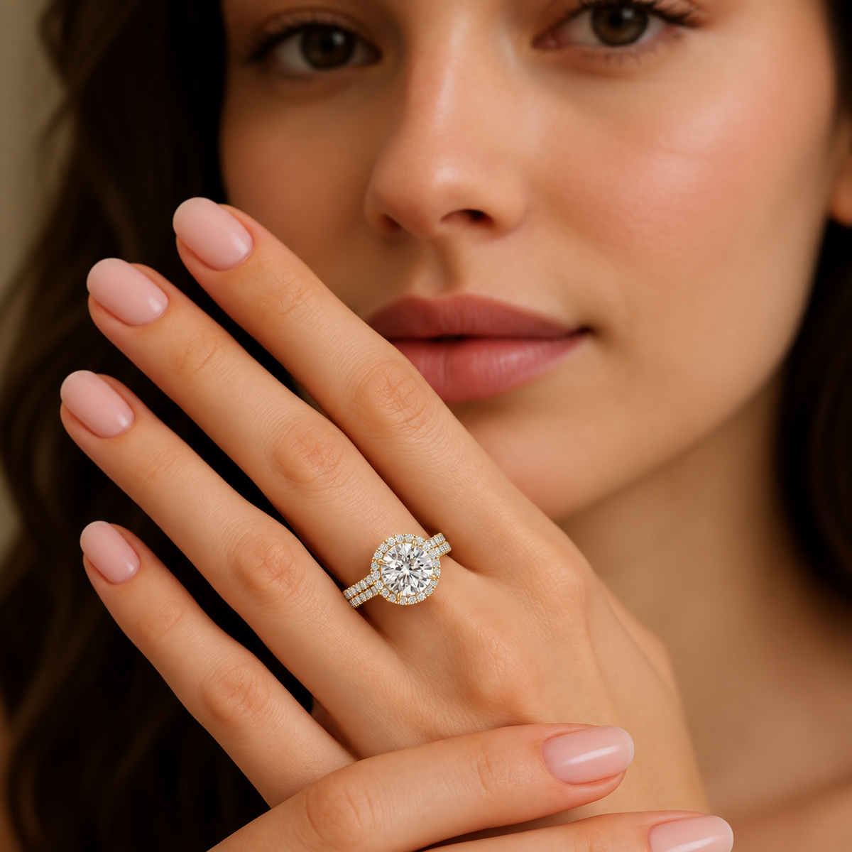 Carmelina Round Halo Lab Grown Diamond Engagement Ring