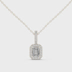 Luxury Emerald-Cut Solitaire Pendant with Diamond Accent