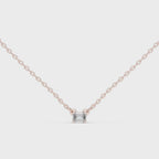 Minimalist Step-Cut Diamond Pendant in Rose Gold