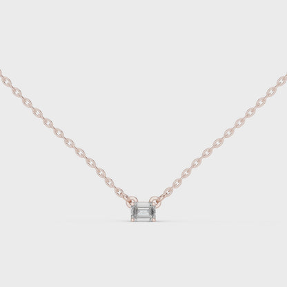 Minimalist Step-Cut Diamond Pendant in Rose Gold