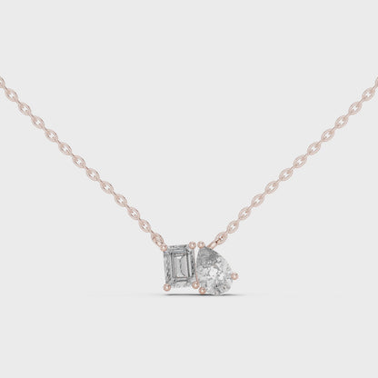 Fine Jewelry Two Stone Diamond Pendant in Rose Gold