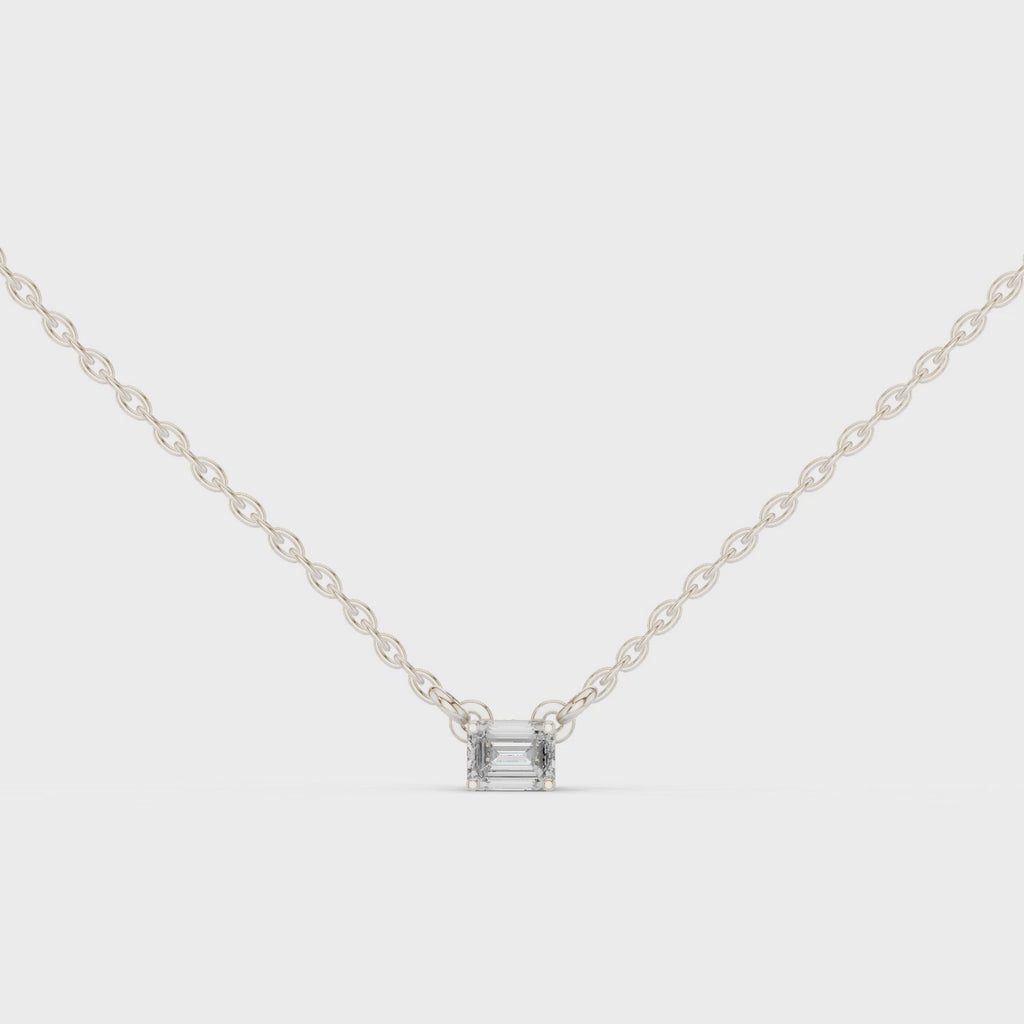 Minimalist Step-Cut Diamond Pendant in Rose Gold