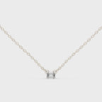 Minimalist Step-Cut Diamond Pendant in Rose Gold