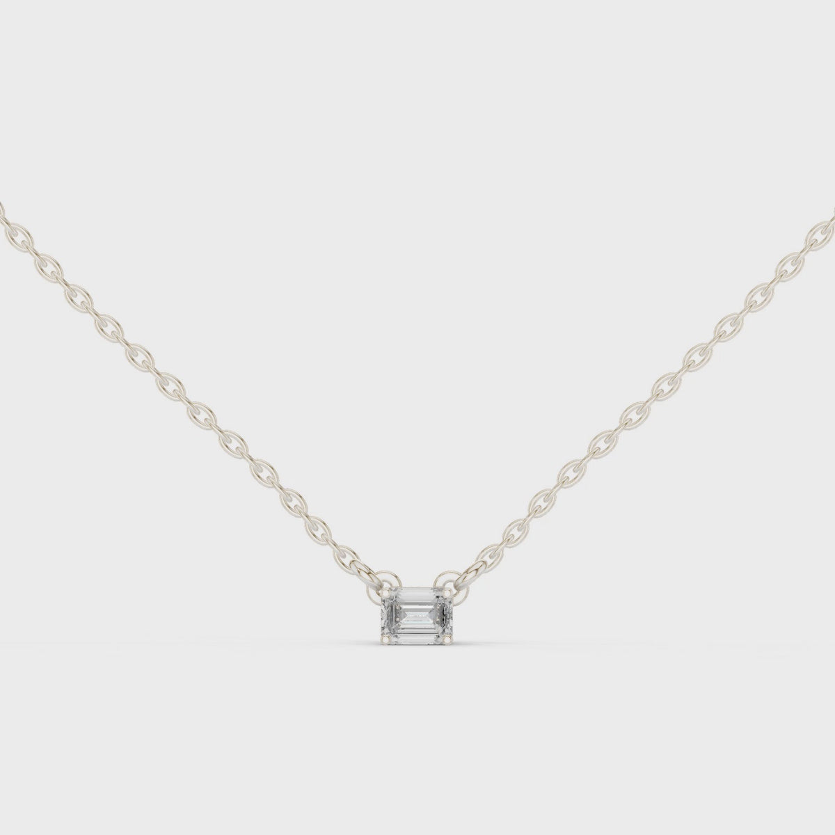 Minimalist Step-Cut Diamond Pendant in Rose Gold