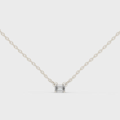 Minimalist Step-Cut Diamond Pendant in Rose Gold