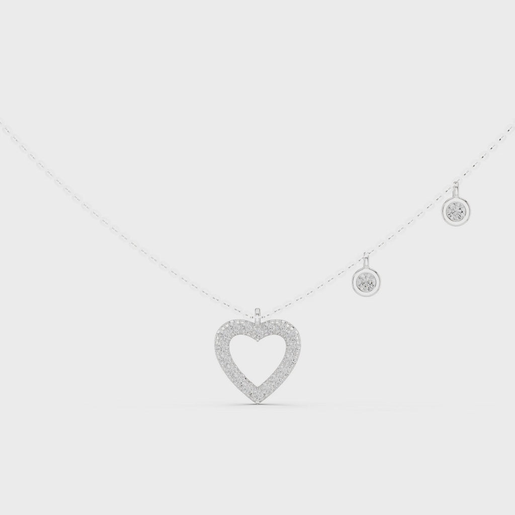 Stylish Diamond Heart Charm  Necklace.