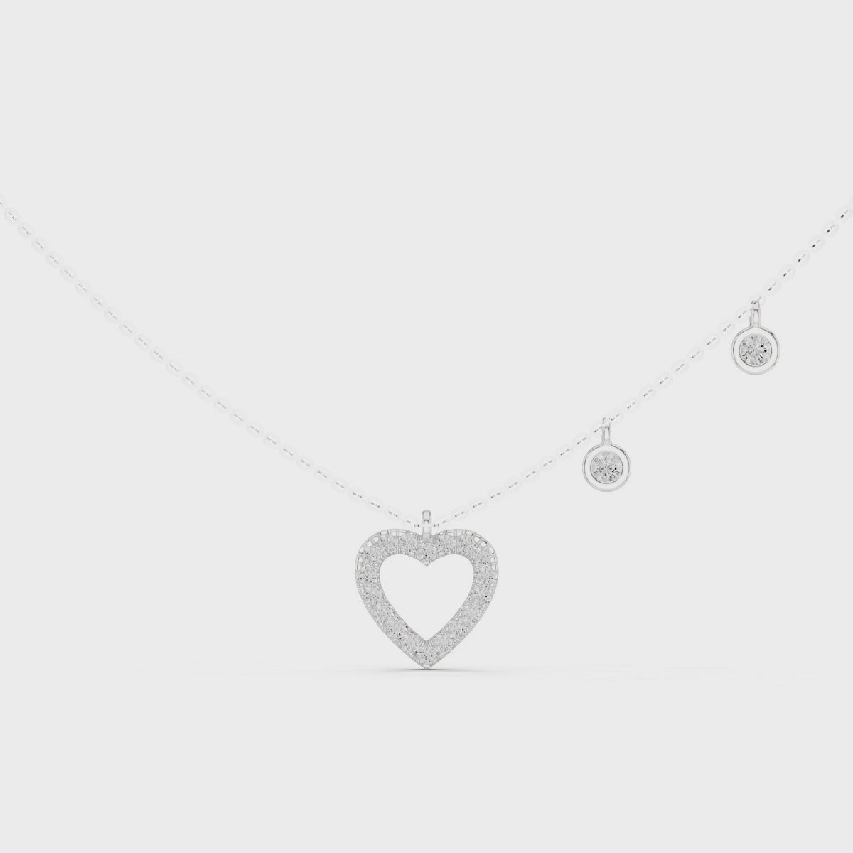 Stylish Diamond Heart Charm  Necklace.
