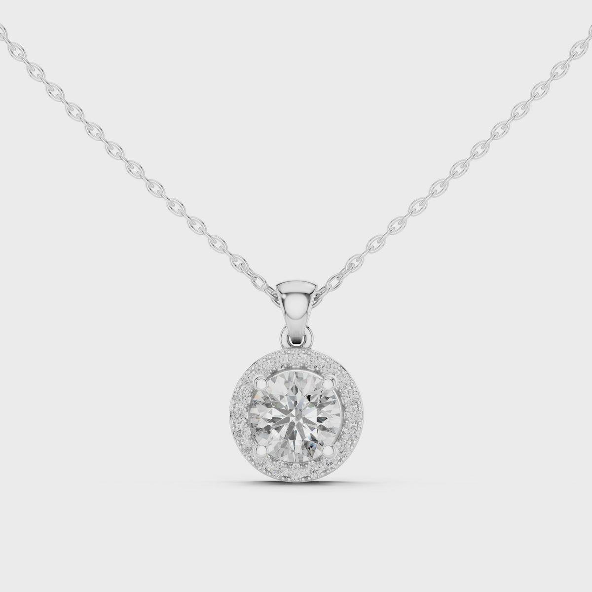 Premium Round Halo Diamond Pendant