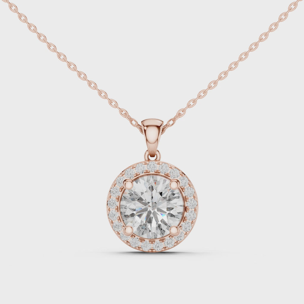 Brilliant Round Diamond Halo Pendant Necklace