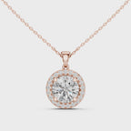 Brilliant Round Diamond Halo Pendant Necklace
