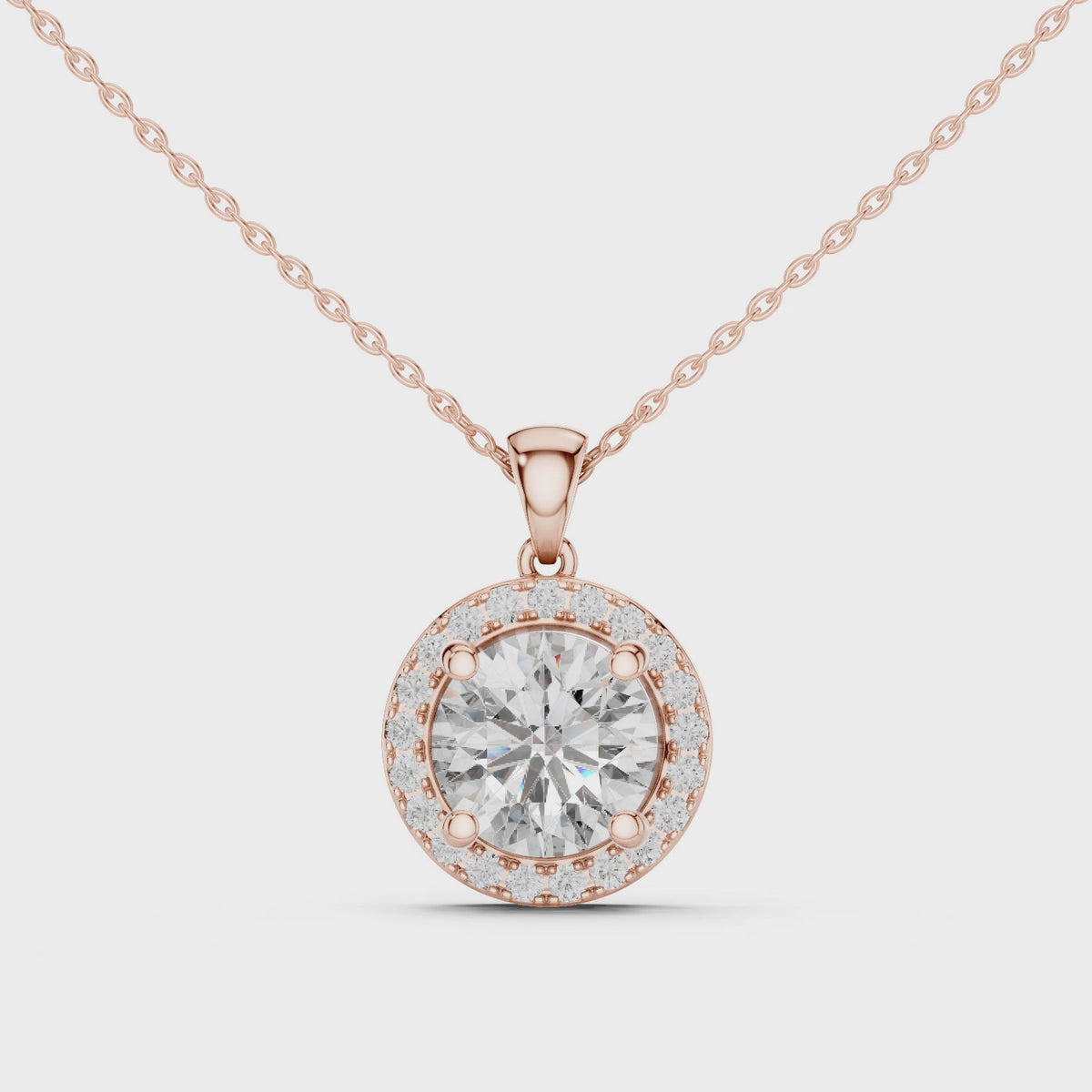 Brilliant Round Diamond Halo Pendant Necklace