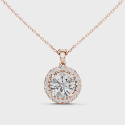 Brilliant Round Diamond Halo Pendant Necklace