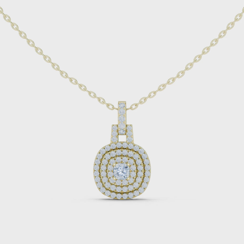 Romantic Round Halo Diamond Pendant Gift for Her