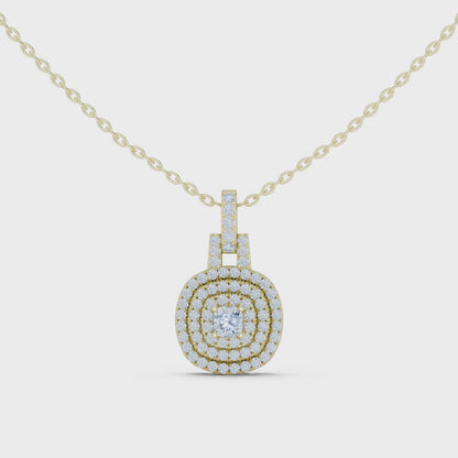 Romantic Round Halo Diamond Pendant Gift for Her