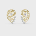 Funkelnde Diamant-Gold-Creolen | Ohrringe mit Blumenmuster