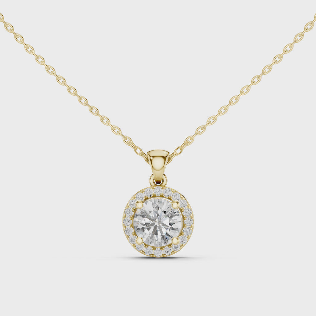 Premium Round Halo Diamond Pendant