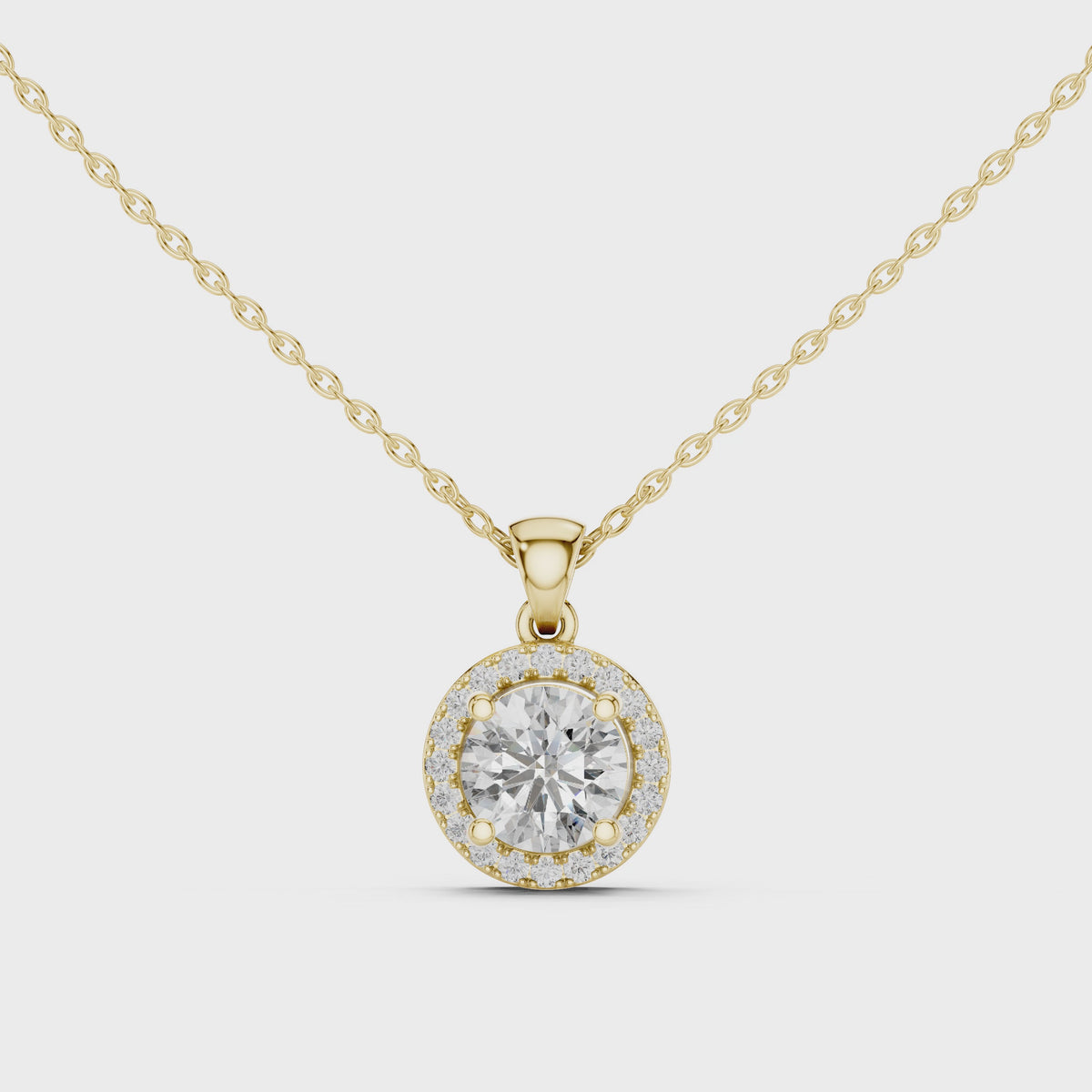 Premium Round Halo Diamond Pendant