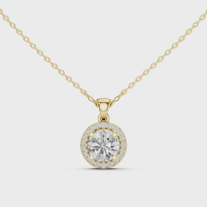 Premium Round Halo Diamond Pendant