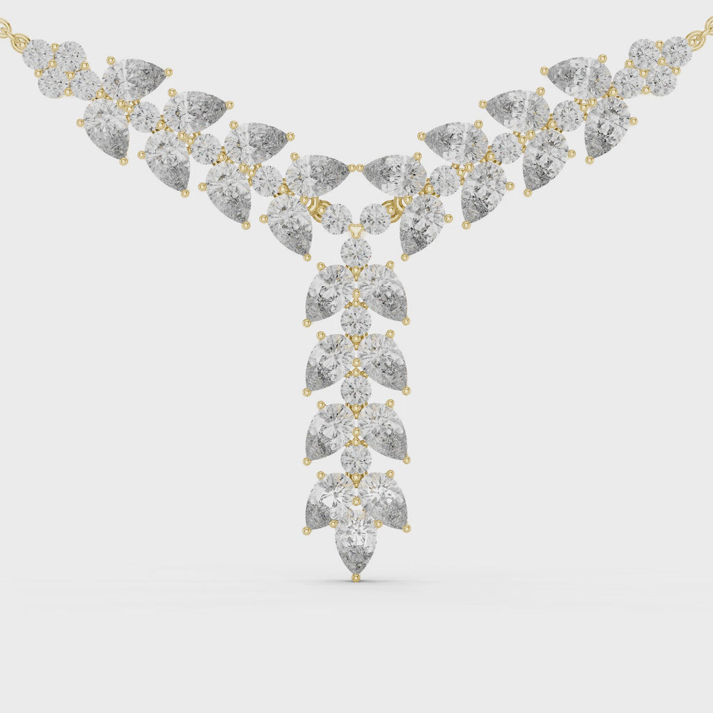 Diamond Drop Necklace with  Stones