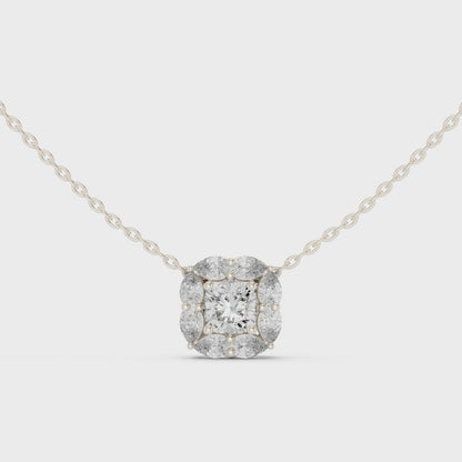 Elegant Cushion Diamond Cluster Necklace for Women